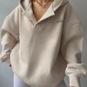 Women's Hoodie 2024 Autumn/Winter Solid Color Wool Hoodie Printed Long Sleeve Loose Edition Basic Multi functional Hoodie Hook