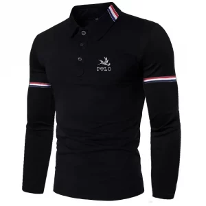 New Spring 2025 Men's Fashion Casual Long Sleeve Polo Shirt